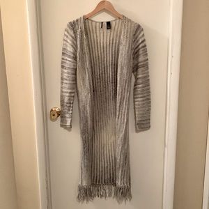 BKE Gray & Cream Duster Cardigan